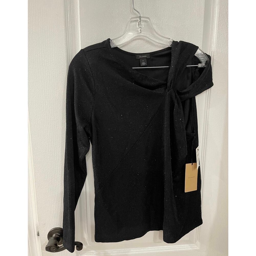 Halogen one sleeve black sparkle top NWT Sz 1X women's blouse